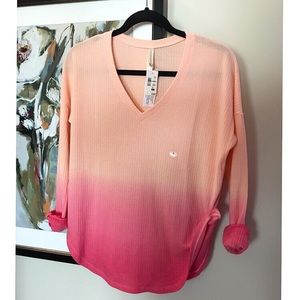 Woman’s Peach and Pink Ombré Long Sleeve Shirt